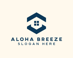 Blue House Hexagon Realtor logo design