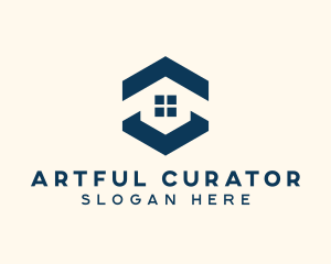 Blue House Hexagon Realtor logo design