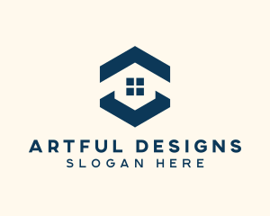 Blue House Hexagon Realtor logo design