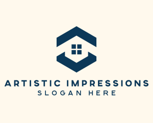 Blue House Hexagon Realtor logo design