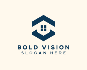 Blue House Hexagon Realtor logo design