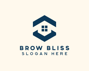 Blue House Hexagon Realtor logo design