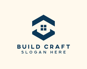 Blue House Hexagon Realtor logo design