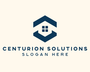 Blue House Hexagon Realtor logo design