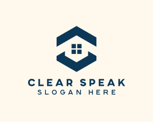 Blue House Hexagon Realtor logo design