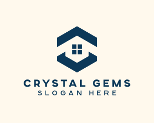 Blue House Hexagon Realtor logo design