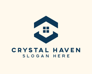 Blue House Hexagon Realtor logo design