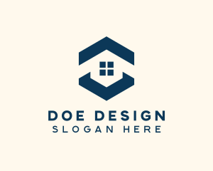 Blue House Hexagon Realtor logo design