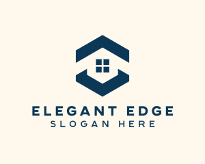 Blue House Hexagon Realtor logo design