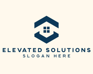 Blue House Hexagon Realtor logo design