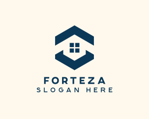 Blue House Hexagon Realtor logo design