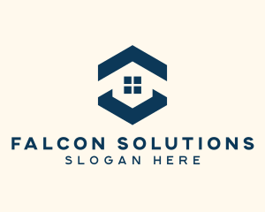 Blue House Hexagon Realtor logo design