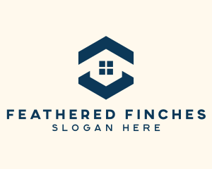 Blue House Hexagon Realtor logo design