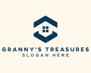 Blue House Hexagon Realtor logo design