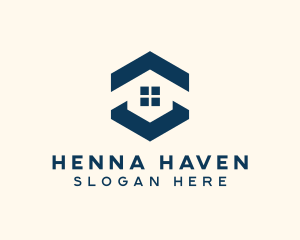 Blue House Hexagon Realtor logo design