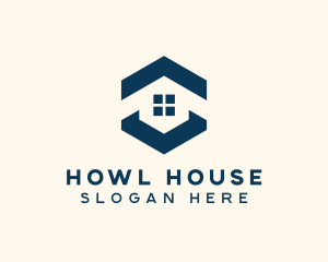 Blue House Hexagon Realtor logo design