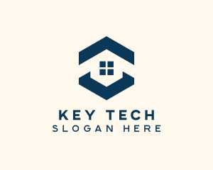 Blue House Hexagon Realtor logo design