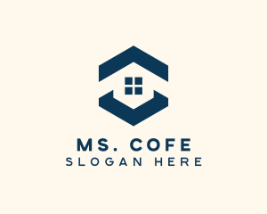 Blue House Hexagon Realtor logo design