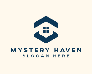 Blue House Hexagon Realtor logo design