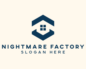 Blue House Hexagon Realtor logo design