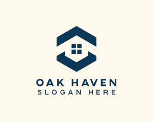 Blue House Hexagon Realtor logo design