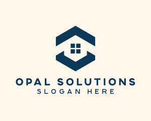 Blue House Hexagon Realtor logo design