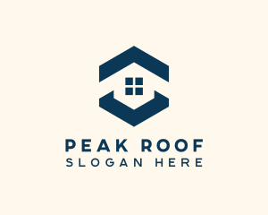 Blue House Hexagon Realtor logo design