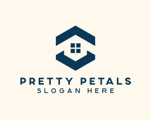 Blue House Hexagon Realtor logo design