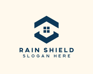 Blue House Hexagon Realtor logo design