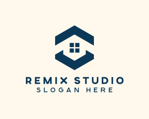 Blue House Hexagon Realtor logo design