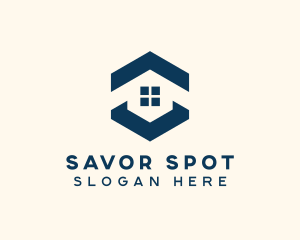 Blue House Hexagon Realtor logo design