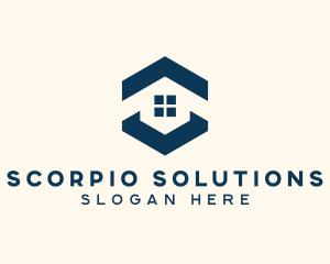 Blue House Hexagon Realtor logo design