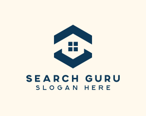 Blue House Hexagon Realtor logo design