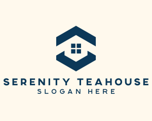 Blue House Hexagon Realtor logo design