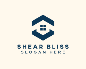 Blue House Hexagon Realtor logo design