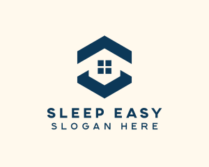 Blue House Hexagon Realtor logo design