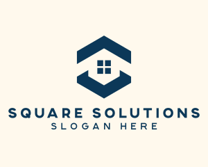 Blue House Hexagon Realtor logo design