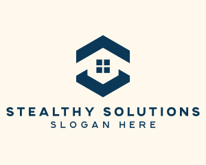 Blue House Hexagon Realtor logo design