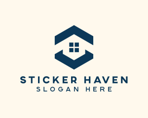 Blue House Hexagon Realtor logo design