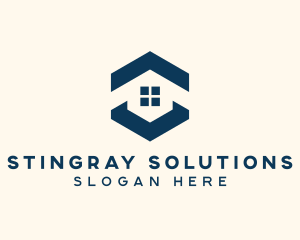 Blue House Hexagon Realtor logo design