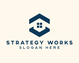 Blue House Hexagon Realtor logo design