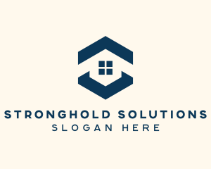 Blue House Hexagon Realtor logo design