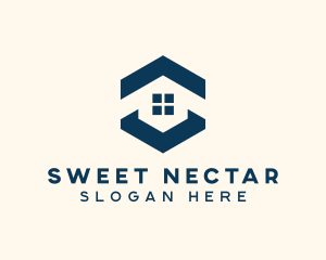 Blue House Hexagon Realtor logo design