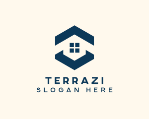 Blue House Hexagon Realtor logo design