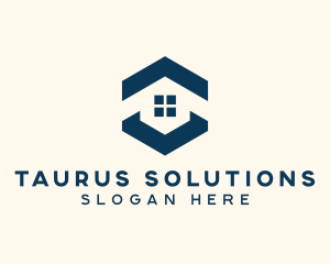 Blue House Hexagon Realtor logo design