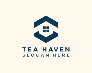 Blue House Hexagon Realtor logo design