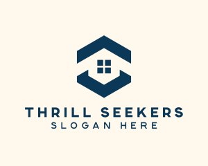 Blue House Hexagon Realtor logo design