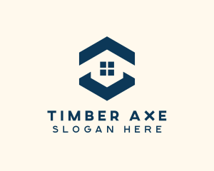 Blue House Hexagon Realtor logo design