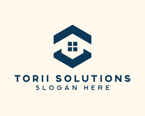 Blue House Hexagon Realtor logo design