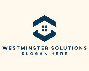 Blue House Hexagon Realtor logo design